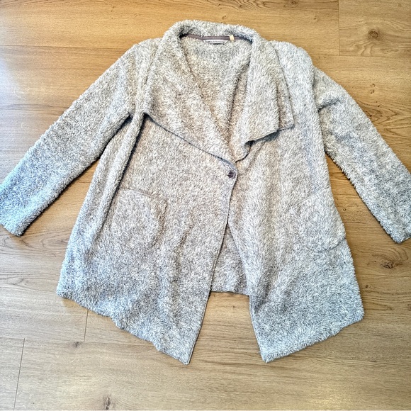Soft Surroundings Sweaters - Hugs from Soft Surroundings Medium Fleece Cardigan Jacket Grey Oversized Cozy
